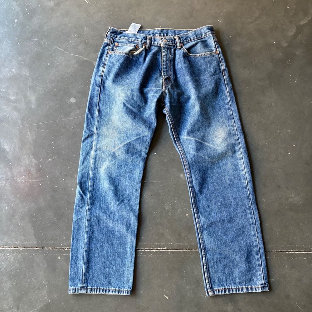 Levis 505 Regular Fit Straight Leg Jeans Blue Denim W36 L30